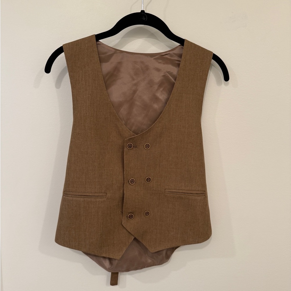 Stylish Kids' Tan Double-Breasted Vest